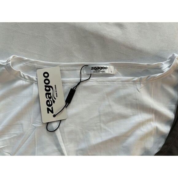 Women's Zeagoo Layering Shirt Set, White & Gray, Size Small, Sleeveless, NWT - Picture 3 of 4